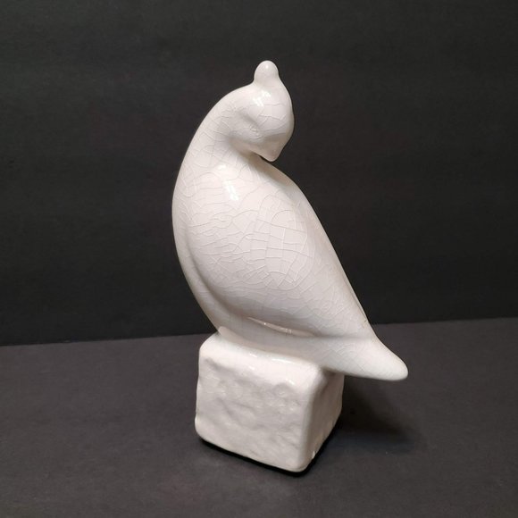 Ceramic Bird Statue, White Quail Figurine Mid Century MCM Vintage Studio Pottery - Picture 1 of 10